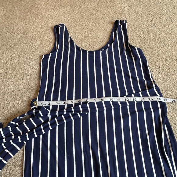 C&C California Dress Midi Tank Jersey Knit Navy White Stripe Coastal Boho SMALL - Picture 5 of 8